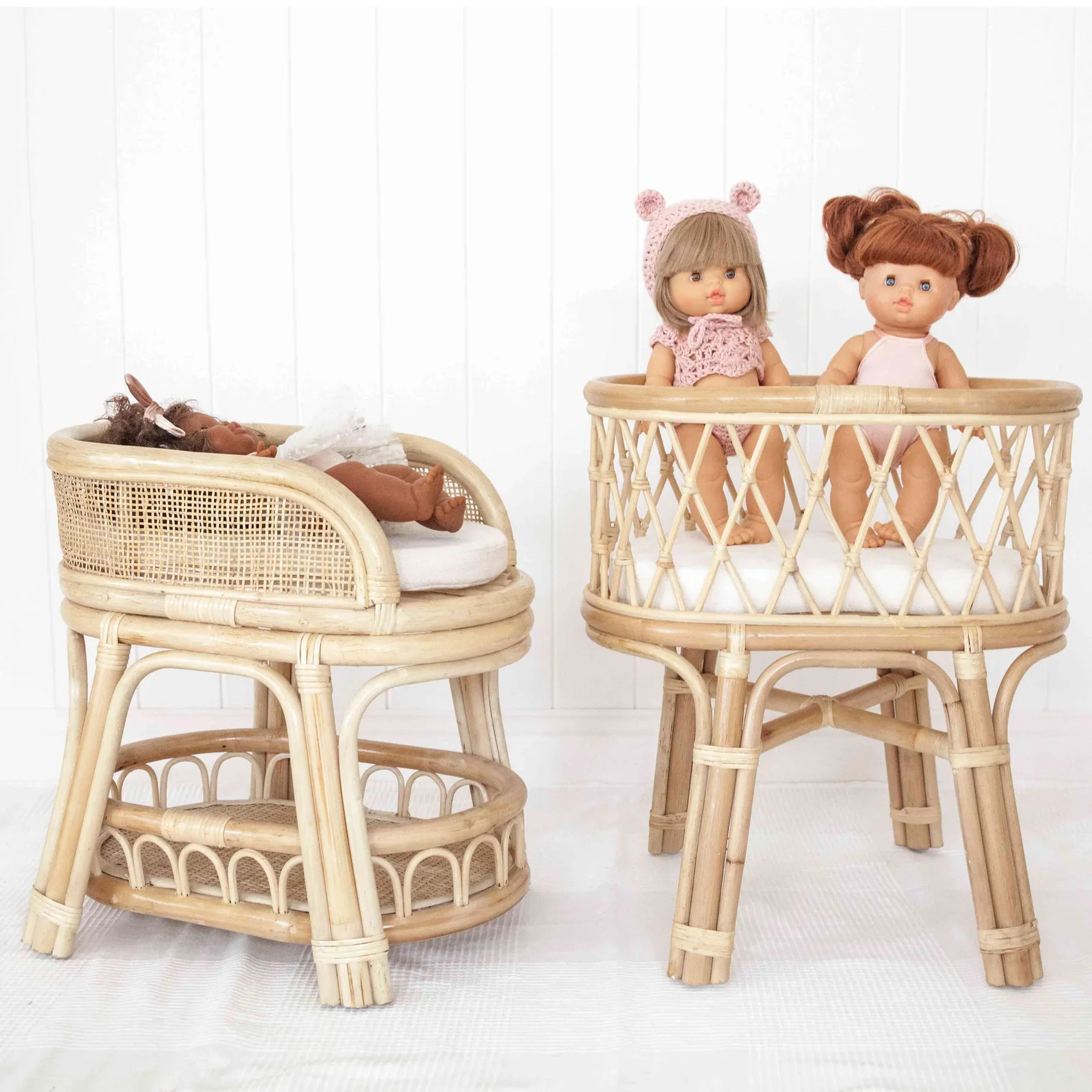 Elegant Natural Rattan Doll Changing Table Handwoven Wicker Changing Table for Doll Nursery Baby Toys Made in Vietnam