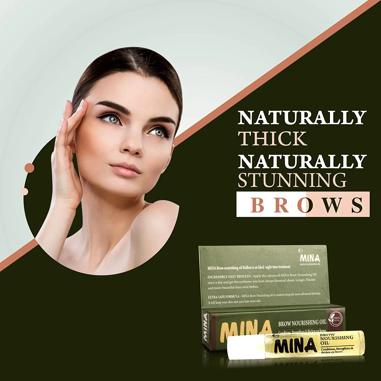 Mina Brow Nourishing Roll On Oil For Strengths,Conditions & Thicken