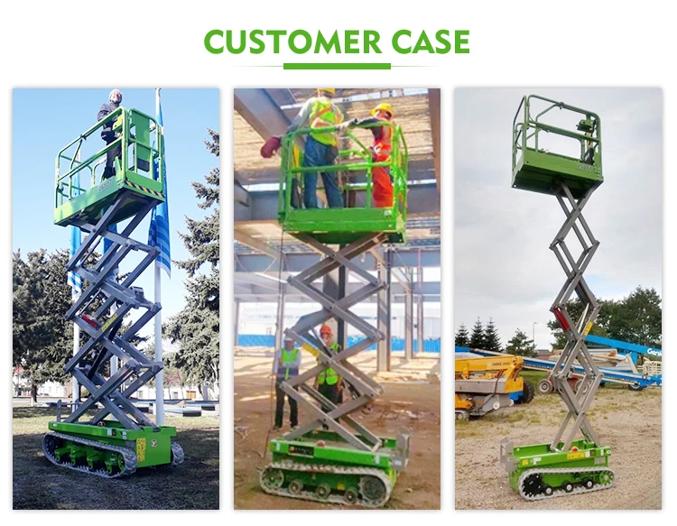 Mini Manlift Self Propelled Scissor Lift On Tracks Rough Terrain