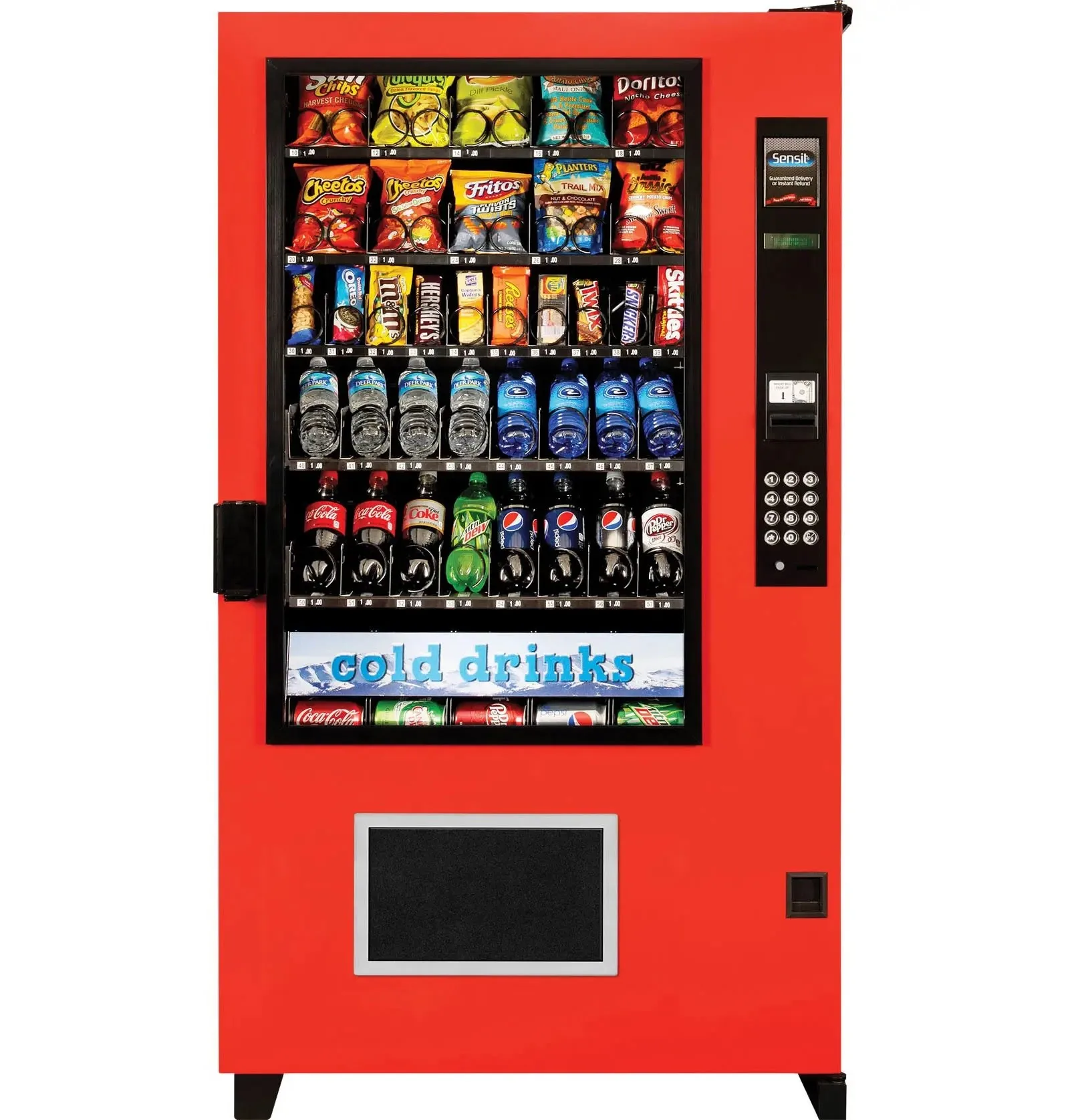 Cold Drink Vending Machine With Dual Zone Temp Control With Coin/note