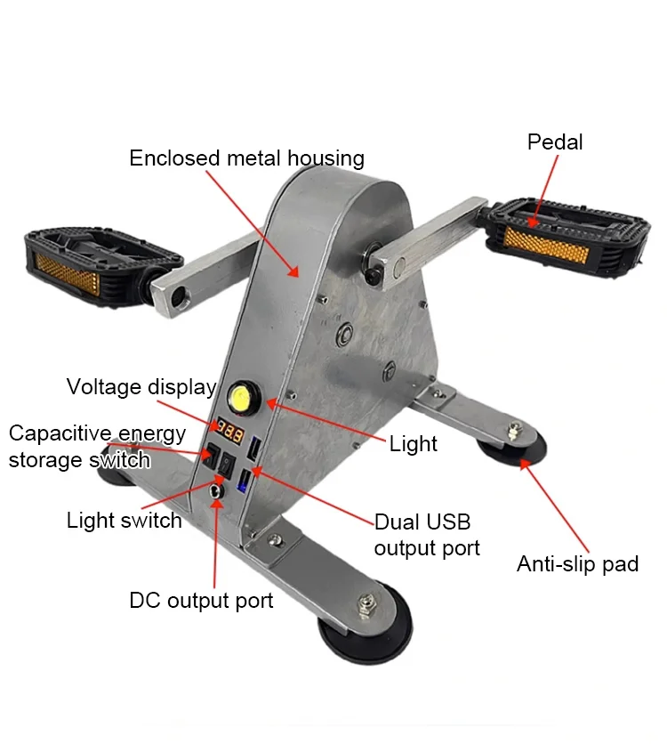 100W Portable Foot Pedal Generator for Power and Fitness