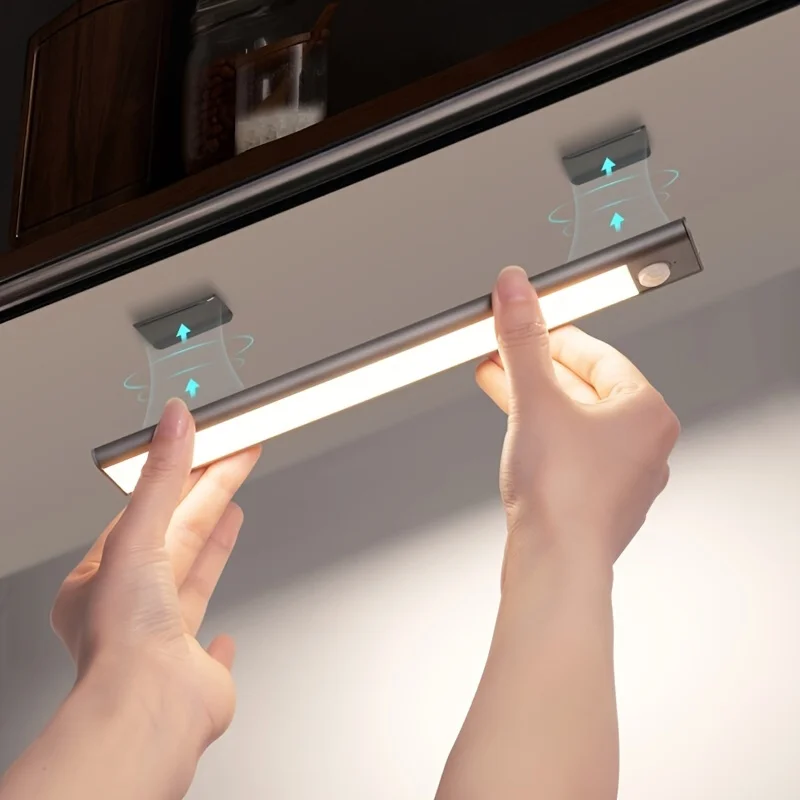 EONLINE 3D LED Motion Sensor Cabinet Light Under Counter Closet Lighting Wireless Magnetic USB Rechargeable Kitchen Night Lights