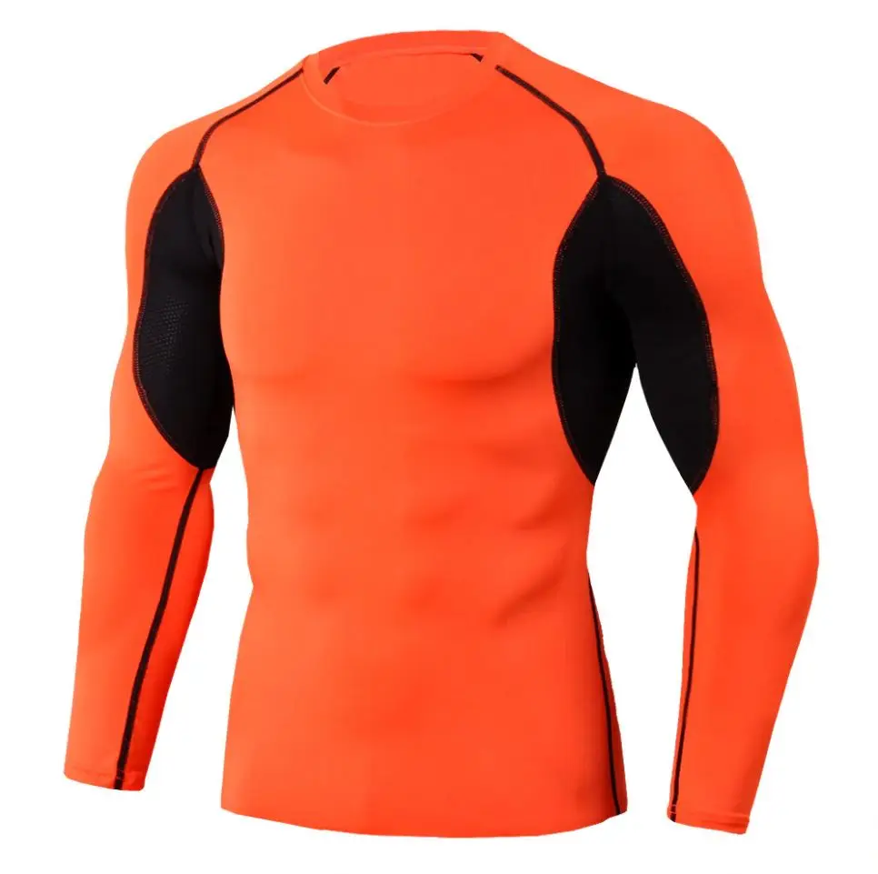 2024 New Custom Men's Compression Shirt Nylon Spandex Male Workout Long-sleeve Shirts High Quality Fitness Compression Shirt