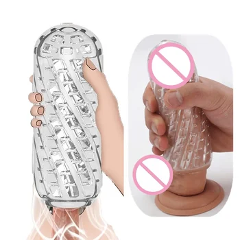 New airplane cup men's masturbator soft transparent pocket vagina penis sleeve training adult sex toy for men