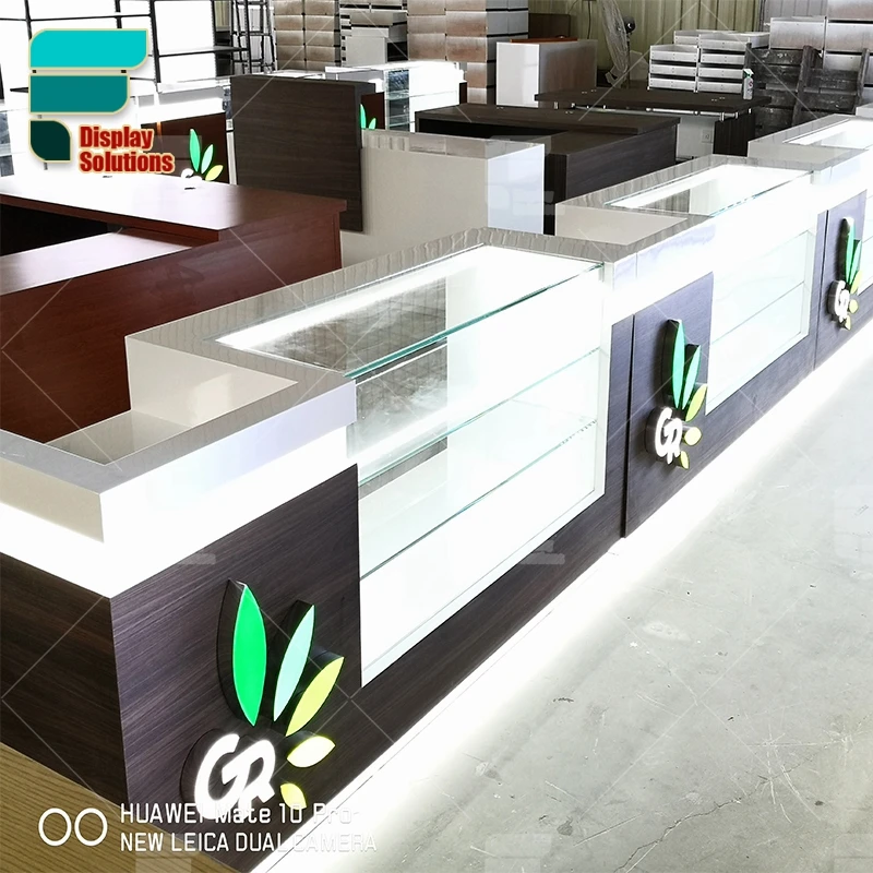 Customize Retail Shisha Hookah Glass Display  Lounge Furniture Tobacco Shop Counter Display Shop Smoke Showcase Furniture