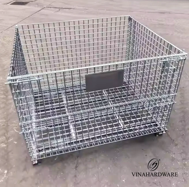 High Quality Storage Baskets Collapsible Stillage Cage Wire Mesh Container Pallet Box Foldable Metal Storage Rack Pallet Vietnam