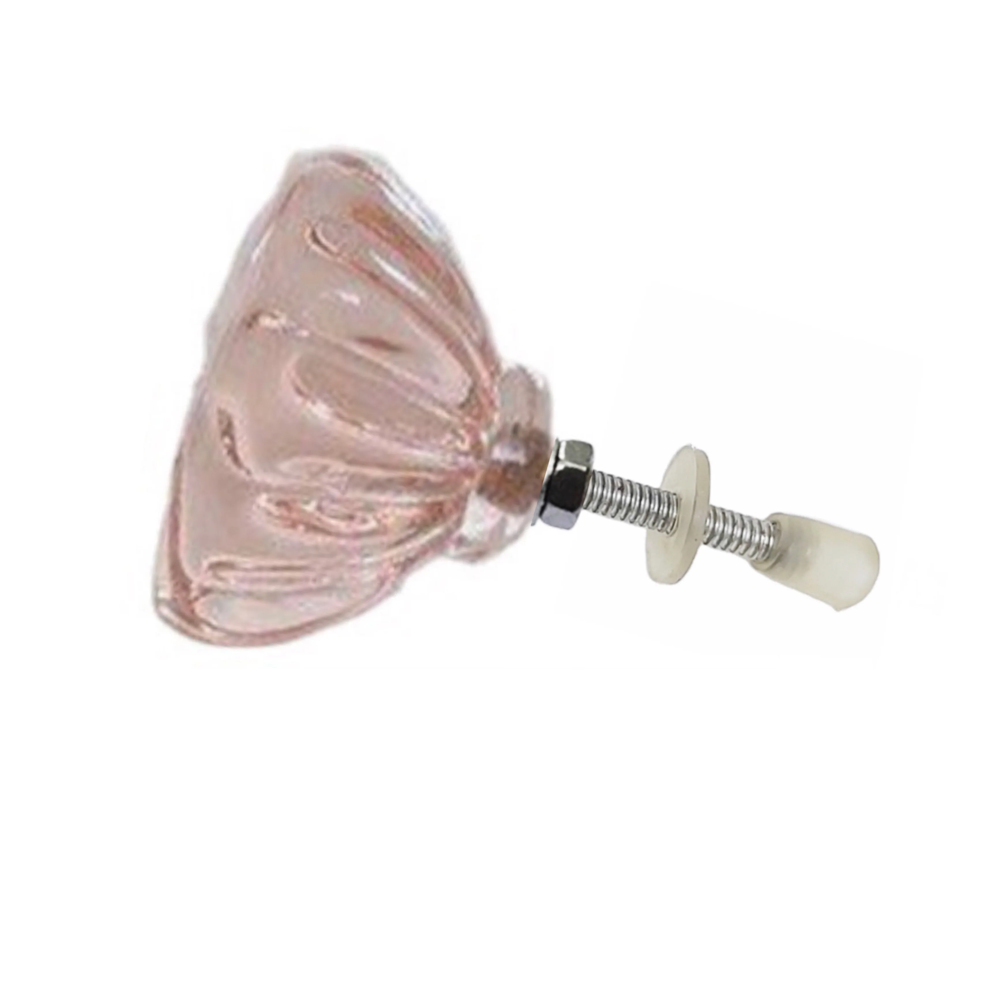 chinese dress ladies Classic Hexagonal Glass Cabinet Knob ~ Depression Pink