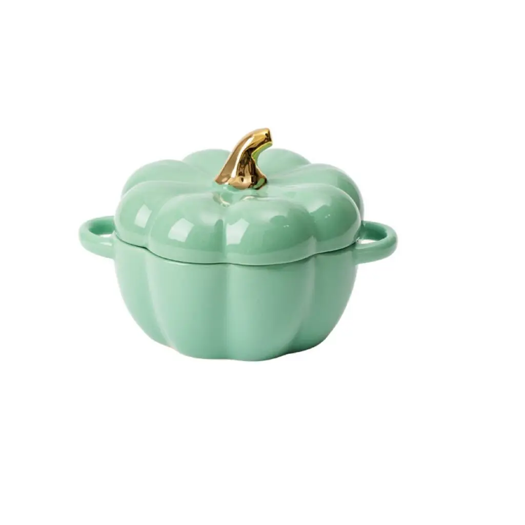 Taohui Dutch Oven Pot Pumpkin Pottery Dessert Saucepan Mini Baking Dish Ceramic Stockpot Pumpkin-Shaped Casserole