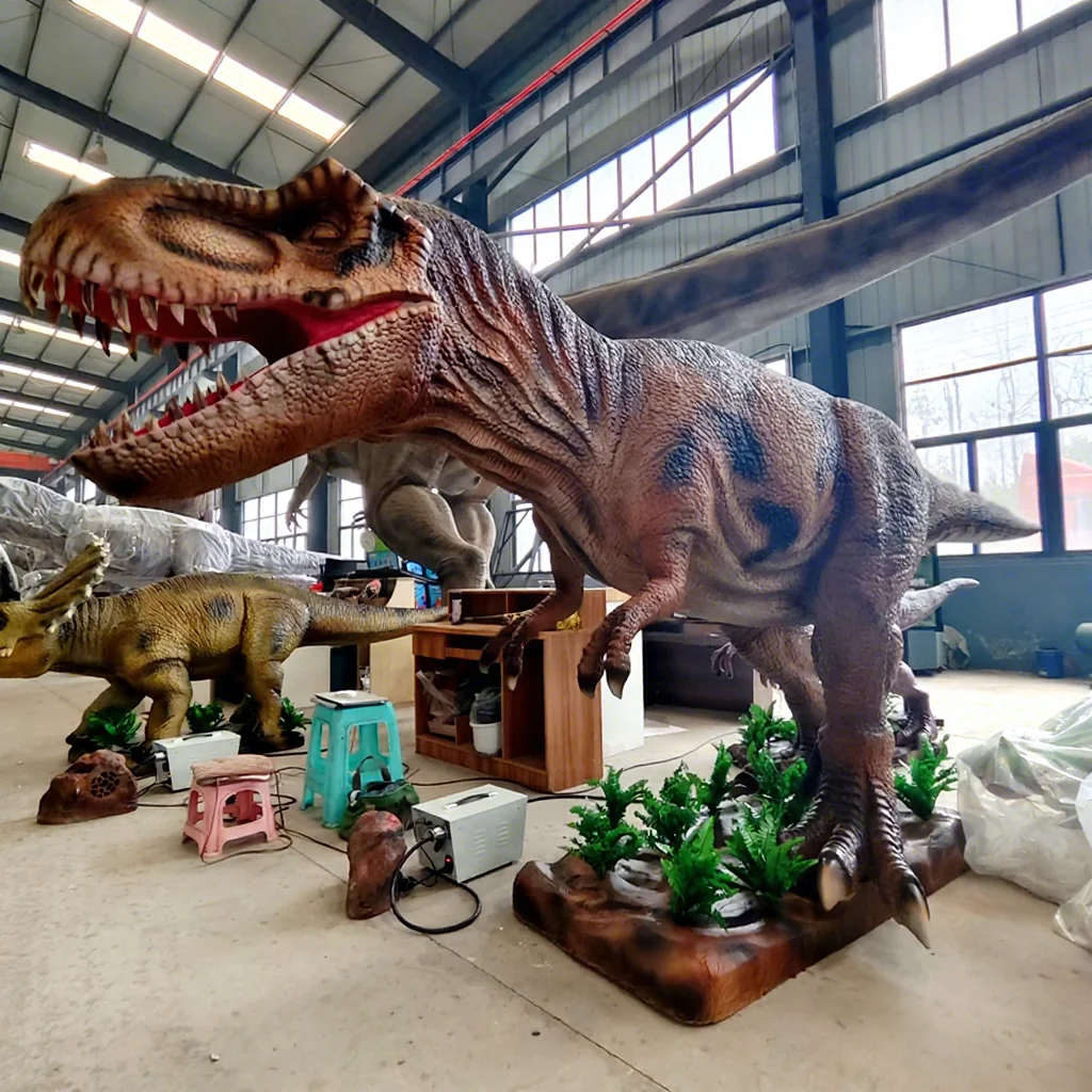 Dino Themed Park Real Size Artificial Big T Rex Dinosaur with Roaring Sound&Vivid Movements for Mall Garden Public Decor