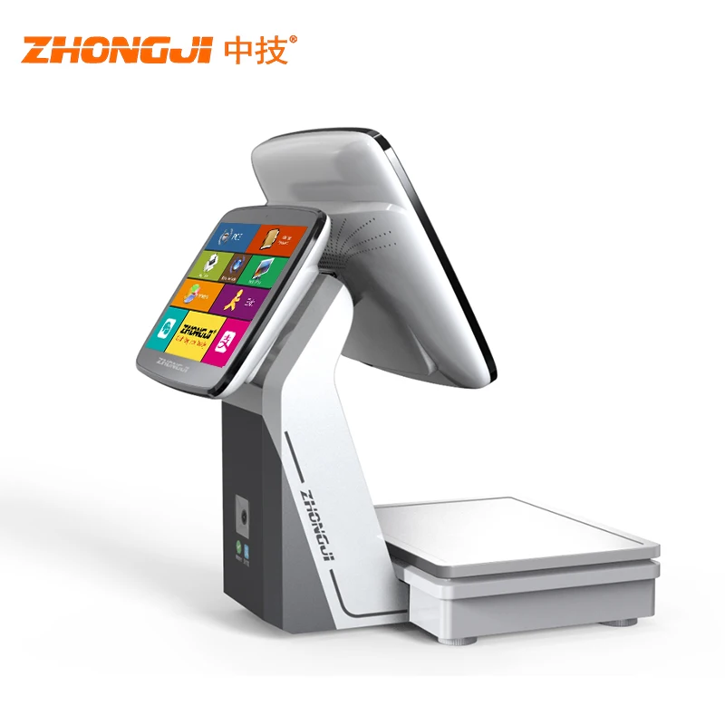 ZHONGJI Touch Screen Cash Register with Weighing Scales Supermarket POS System