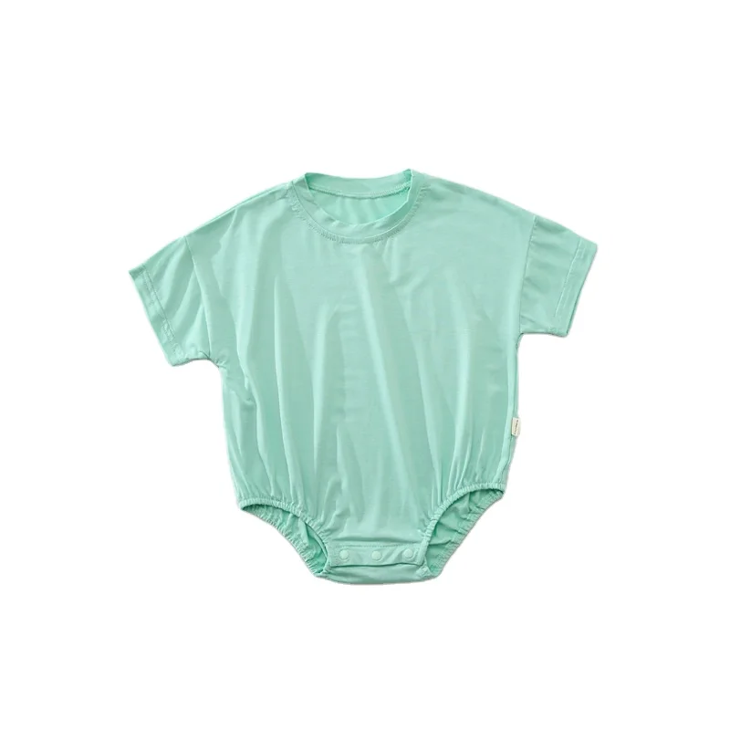 Modal Soft Summer Rompers Baby Multicolor Solid Blank T Shirt Bubble