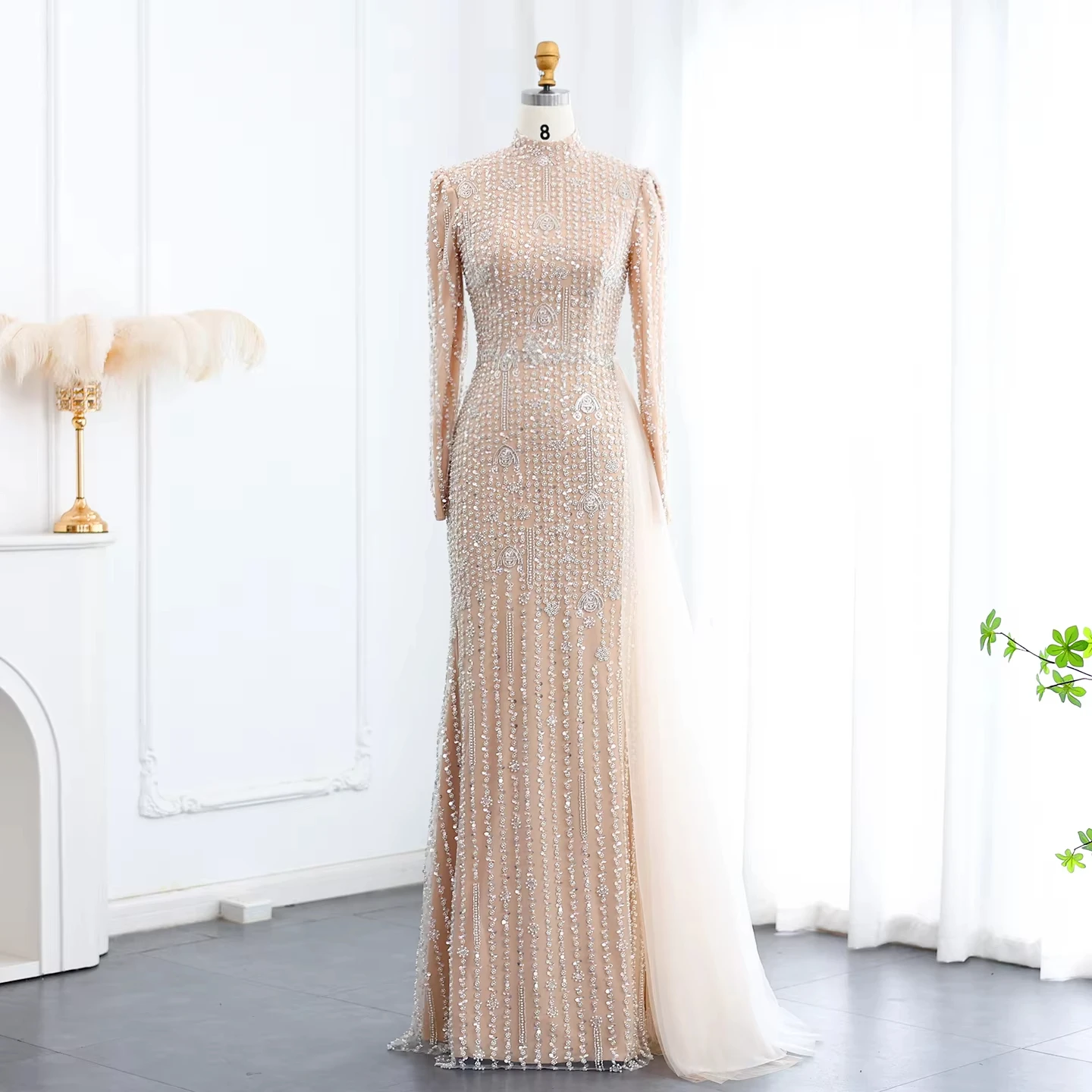 simple bridesmaid dress patterns Burgundy Long Sleeves Women Velvet Prom Dresses Arabic Lace Mermaid Ev –  Siaoryne main image 0