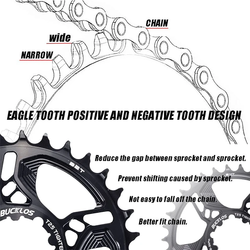 BUCKLOS Bicycle Chainrings 32T 34T 36T 38T Chainwheel Offset 6mm Narrow ...
