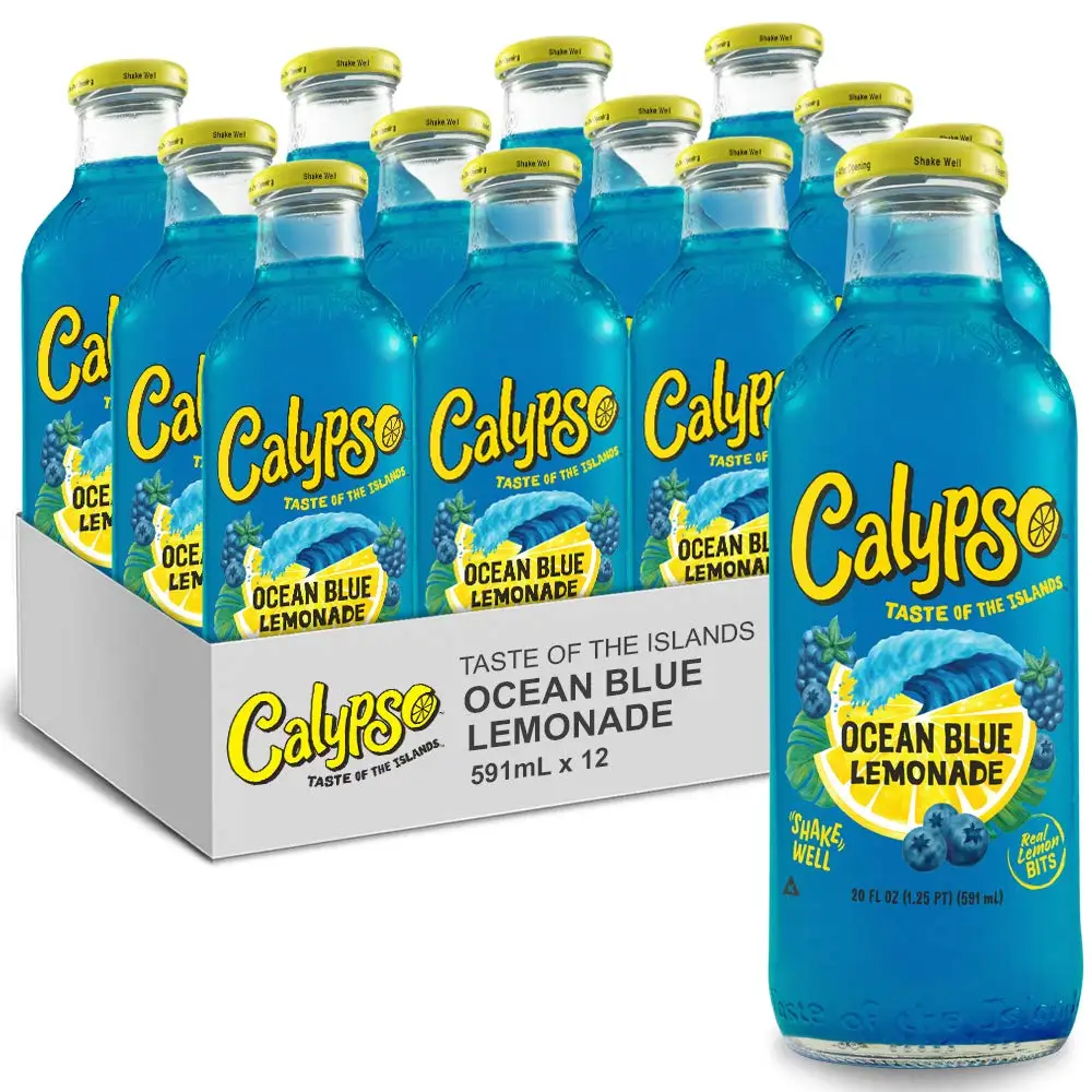 Calypso Lemonades 16 Ounce Glass Bottles 6 Pack (ocean Blue Lemonade 