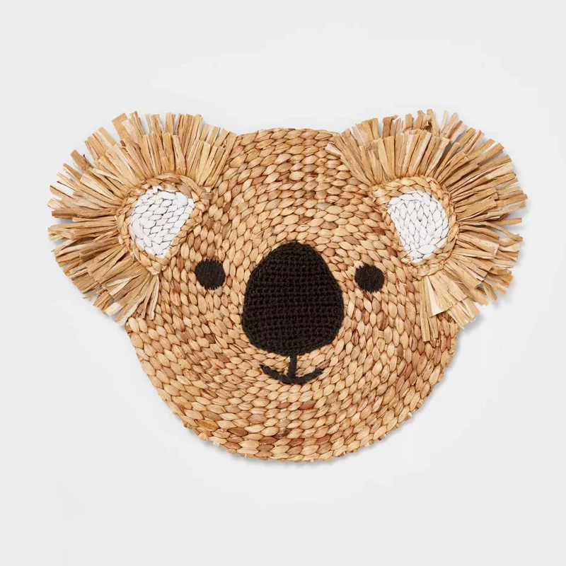 Hot Selling Water Hyacinth Koala Head Wall Decor Natural Wall Hanging