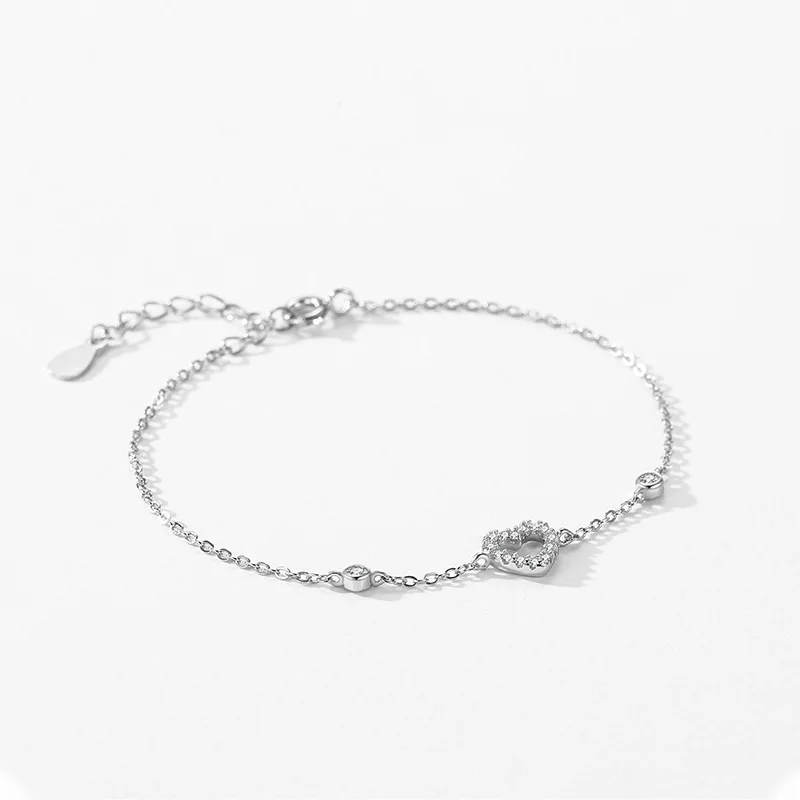 SL1627 925 Sterling Silver Charm love Heart Sparkling