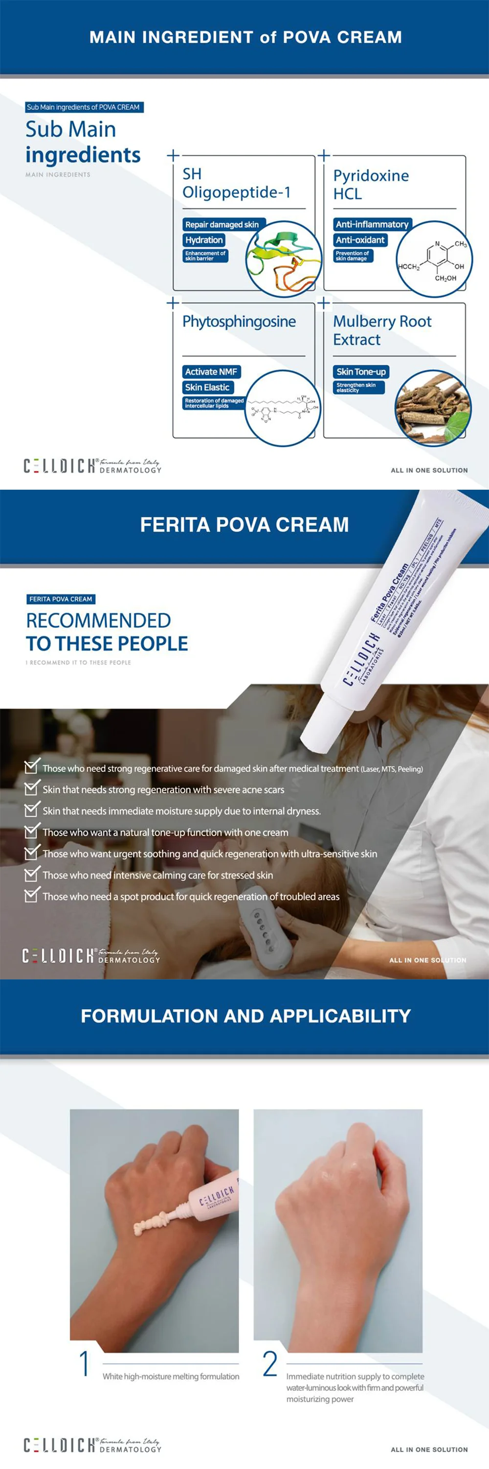 Korean Made Skin Cream Celldich Ferita Pova Ginseng Extracted Powerful