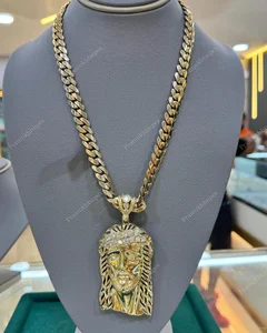 Fashion Hip Hop Jesus Pendant Shining Crystal Head Face Gold Plated VVS Moissanite Diamond Party Unisex Rapper Jewelry