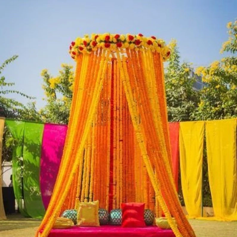 Artificial Marigold Garland Indian Wedding Decorations Flower Event