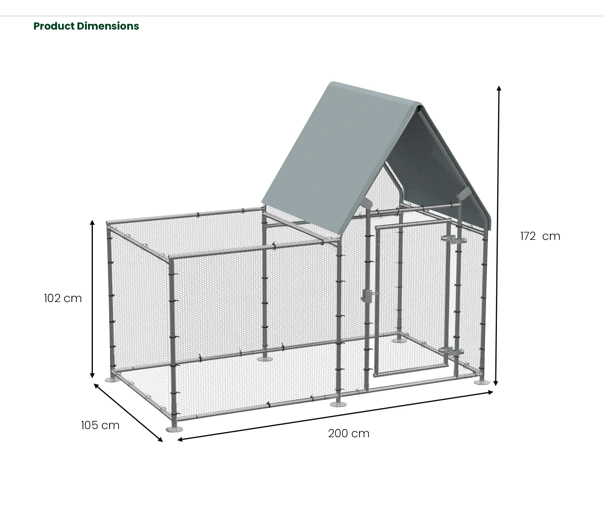 Large Metal Chicken Coop Run Walkin Poultry Cage Waterproof Cover For