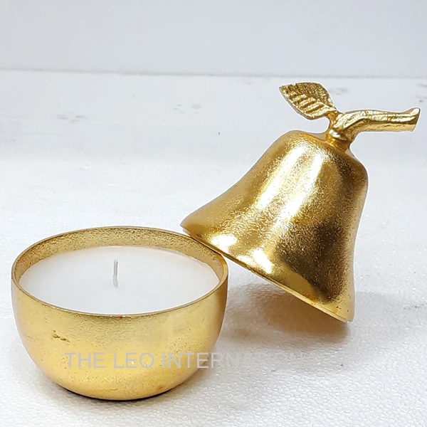 Victorian Lodge Shaped Aluminum Golden Color Antler 2 Candles Candle