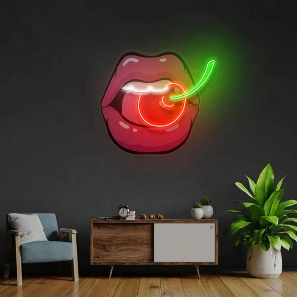 壁の装飾のための唇ネオンサインライトデザインのカスタムLEDストア