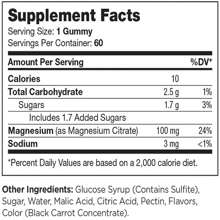 Private Label Vegan Magnesium Jelly Gummy For Good Nutrition 60 Counts