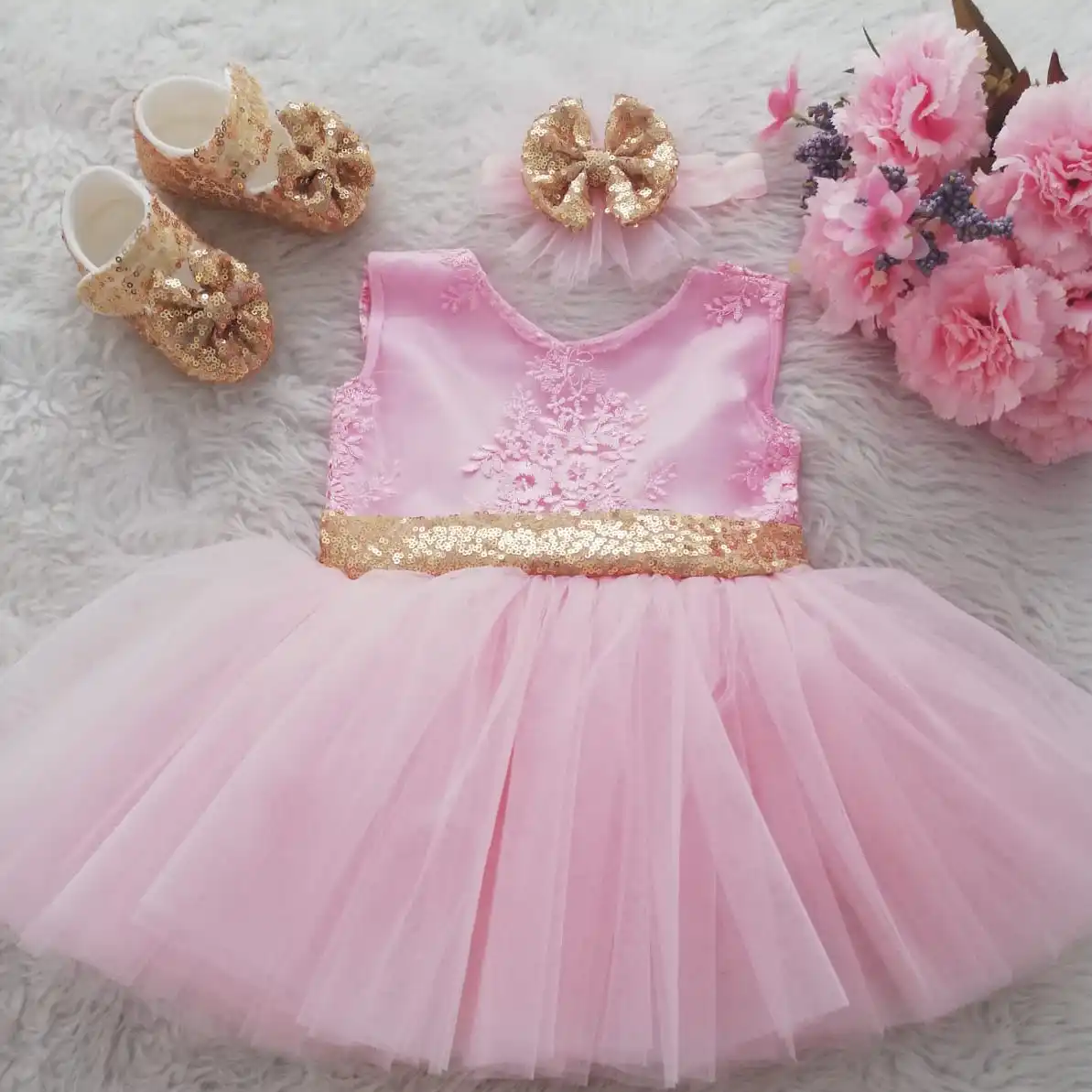 pink and gold dress 12 months Penelope Pink and Gold Dress 5 Years main image 1