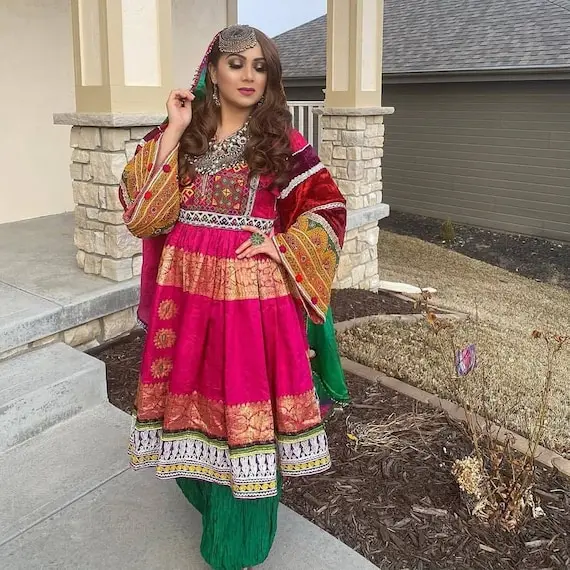 Gypsi Afghani Vintage Dress Handmade Baloch Tribal Ethnic Dress In