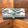 Brown With Green Embossed Print