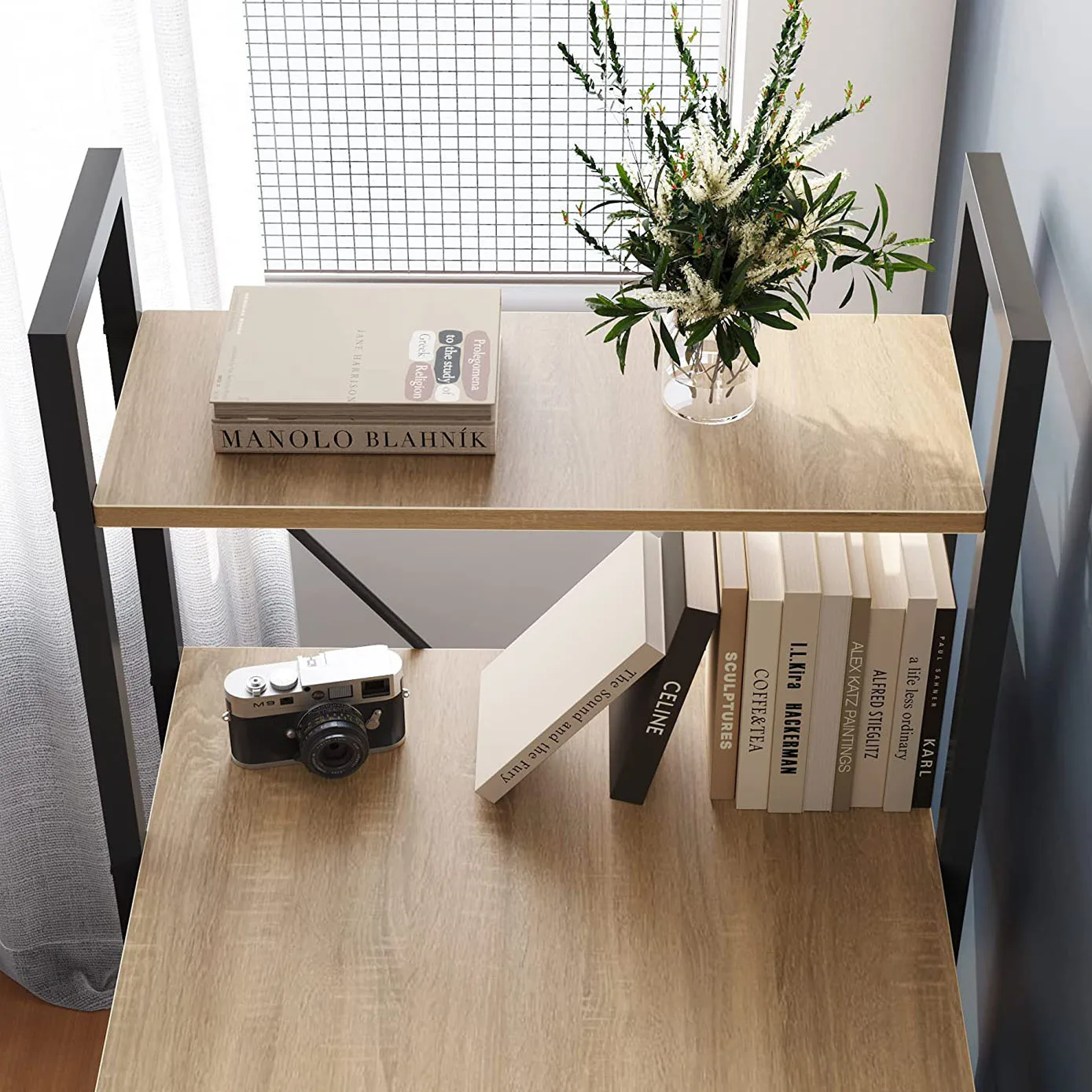 Industrial Modern Office Desk Melamine Surface Dark Brown Surface Style