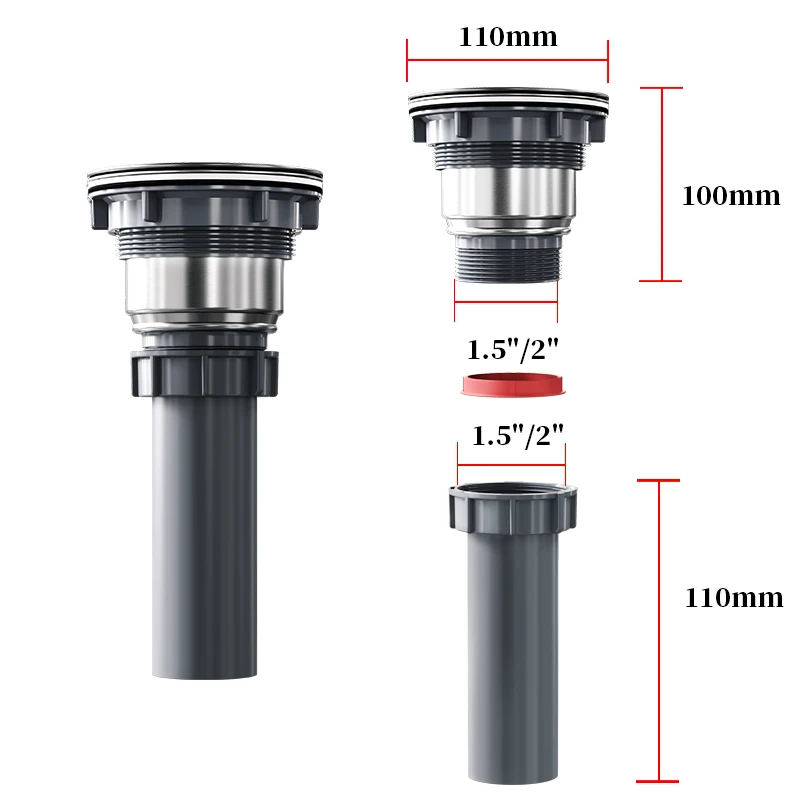 Nieuw ontwerp van Chinese leveranciers voor badkamer en keuken van 304 roestvrijstalen afvalmand 110/114/140 mm wastafel gaaszeef