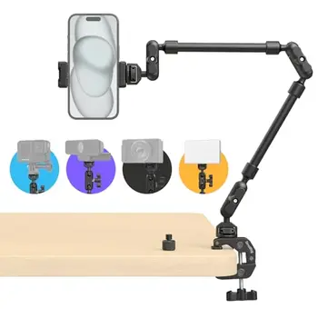 For 22" Aluminum Alloy Magic Arm Clamp Adjustable Phone Holder Flexible Desk Camera Mount Light Microphone Action Camera