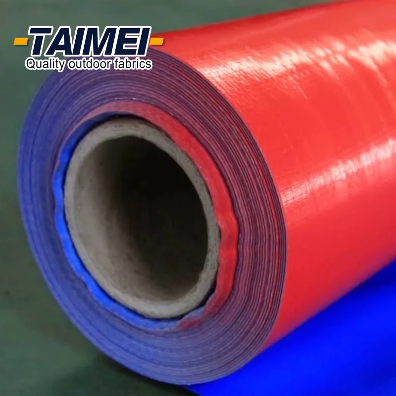 Custom Polyethylene Tarp HDPE Tarpaulin Rolls Blue & Orange PE Tarpaulin Fabric Roll