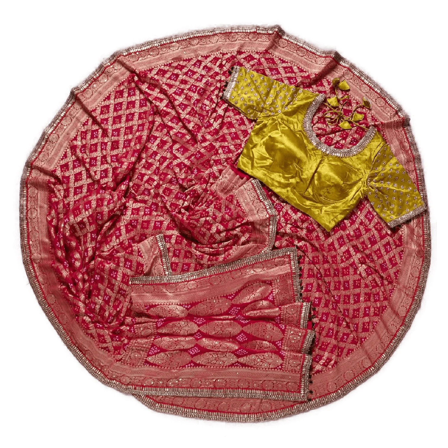 Broderie indienne de mariage et de fête, sarouel en soie tissé