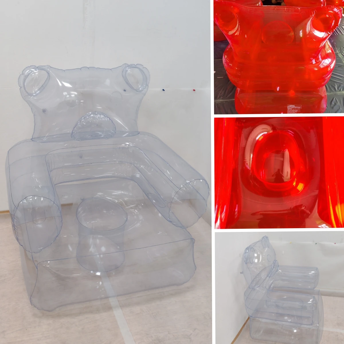 Factory Customized PVC Inflatable Gummy Bear Sofa Chair for Kids Modern Foldable Design for Bedroom Use