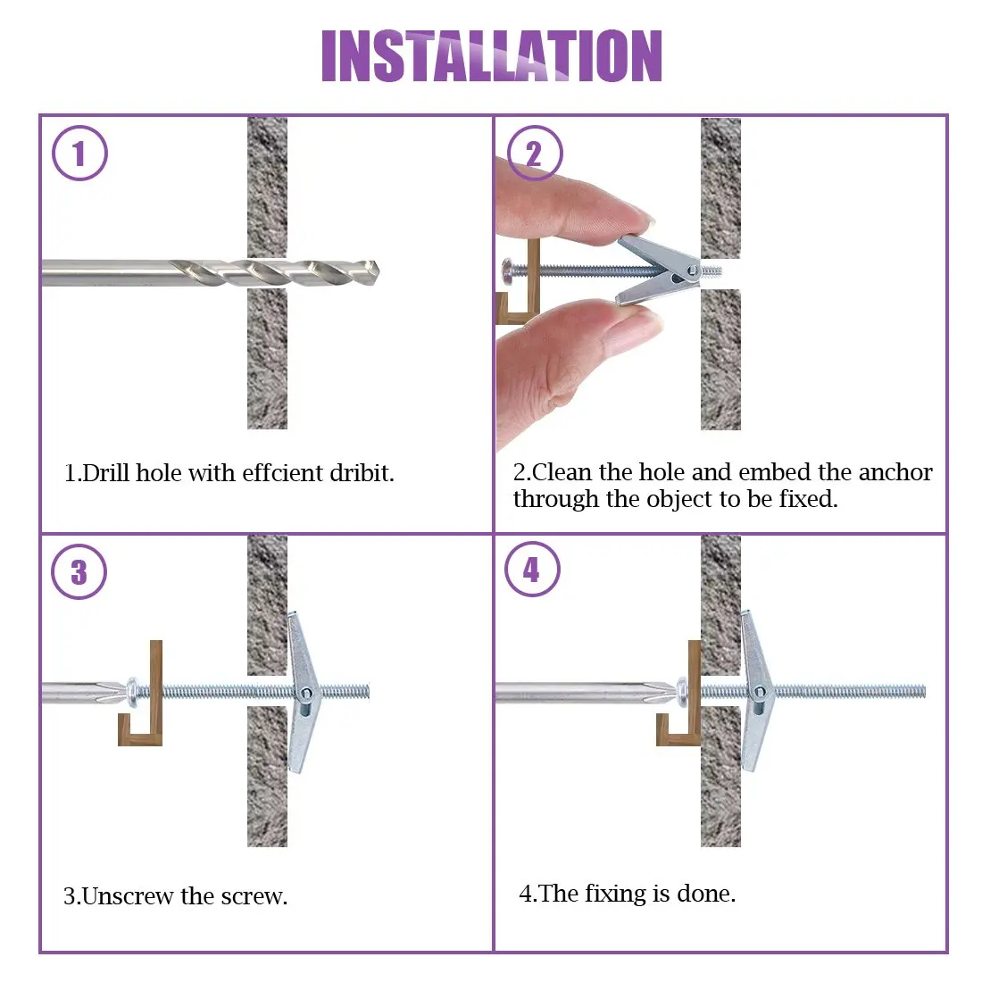 Assorted Toggle Bolt and Wing Nut Kit  Heavy Duty Fasteners for Drywall, Ceilings, and Walls (1/8, 3/16, 1/4 Inch)