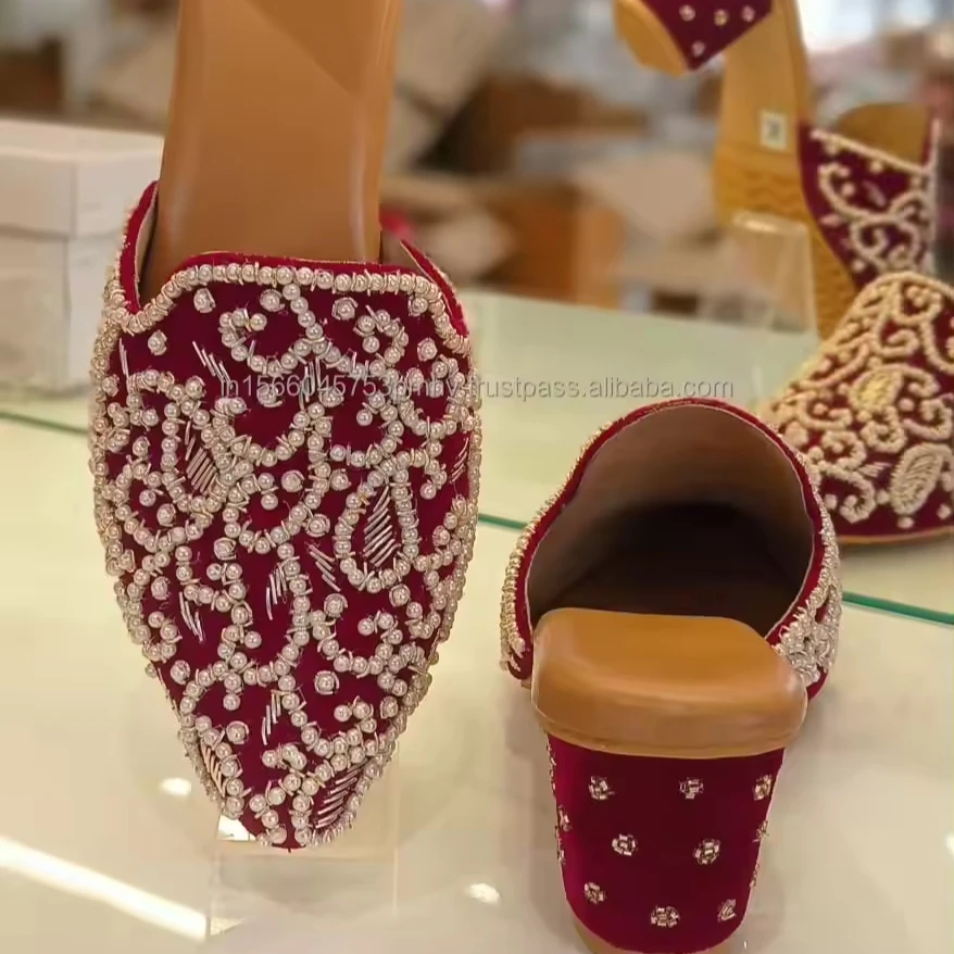 New Stylish Designer Handmade Embroidered Women Mules In Heels ...