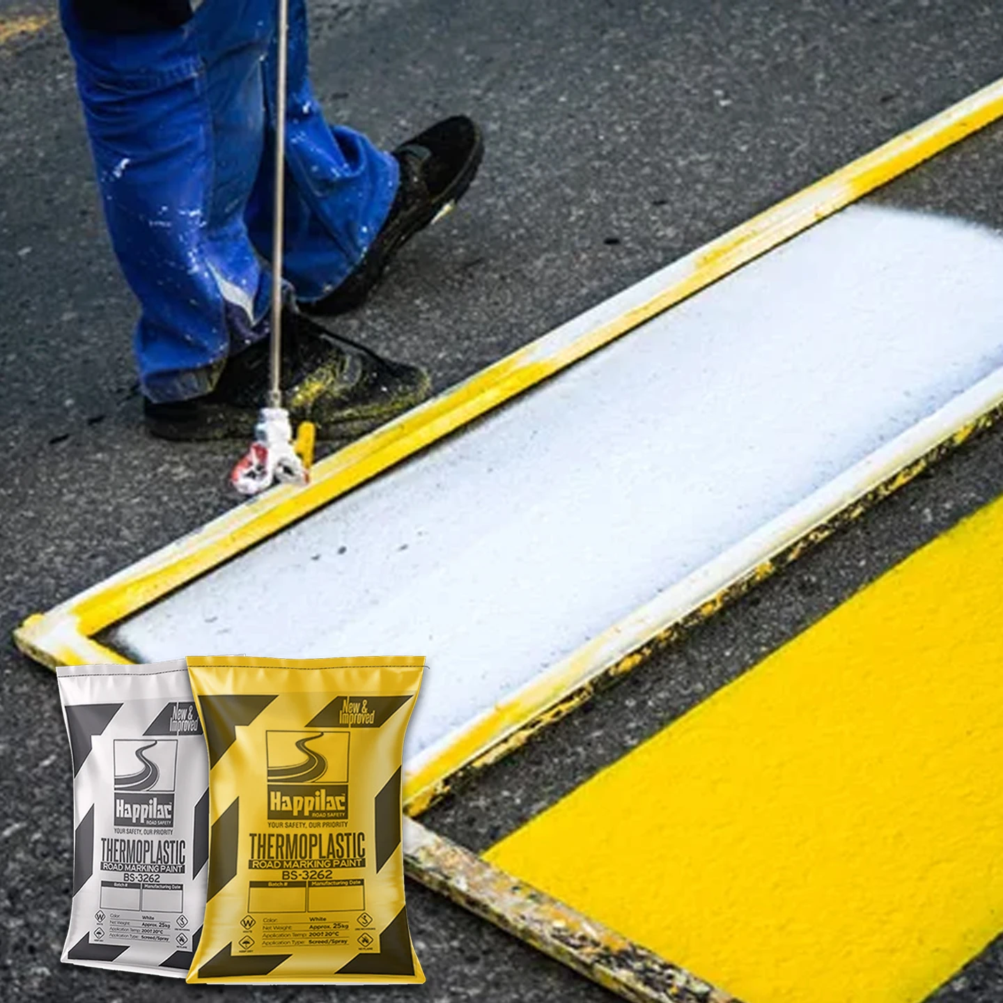 High Adhesion Highway Safety Reflective Coating Powder Luminous Thermoplastic Road Line Marking Paint Mixed Glass Beads Acrylic