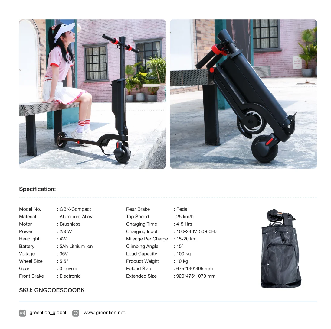 Green Lion Gbk-Compact Smart Electronic E-Scooter High-tech Electric Scooter