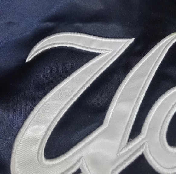 Customized Design Team Name & Number Starter Jacket Bomber Jacket Collage Batch Embroidered Satin Baseball Jacket for Man