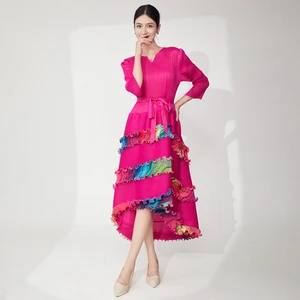 Latest Design Women's Elegant Dress Irregular Temperament Plus Size Stretch Dress  Miyake Pleated Dress