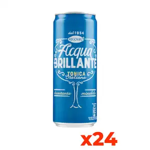 Recoaro Brilliant Water Italian Premium Quality 330ml Sleek Can 24-Cans of Italian Sparkling Soda for Cocktails at Home