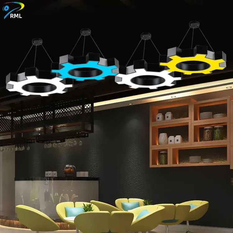 Индивидуальный коммерческий использованный круглый светодиодный линейный 600 мм подвесной линейный светодиодный Шестеренчатый подвесной светильник