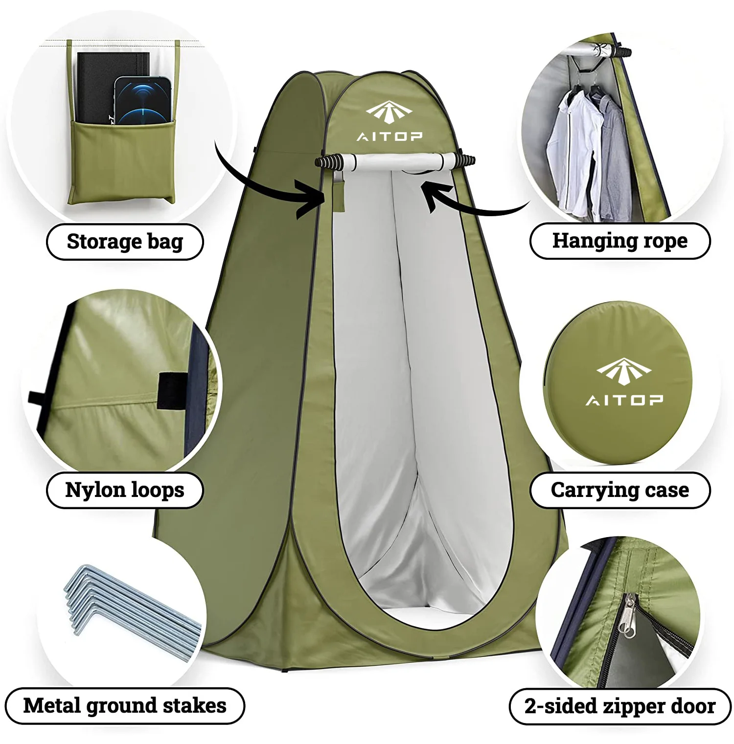 Aitop Portable Changing Toilet Camping Popup Tent Shower Tent With