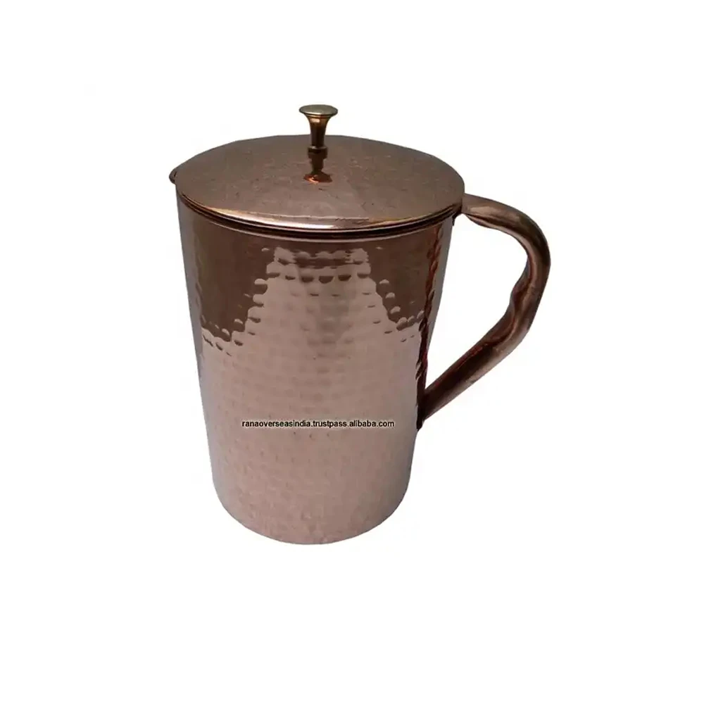 Top on Demand Handmade Hammered Copper Water Jug With Lid Knob & Handle for Bulk Quantity Selling