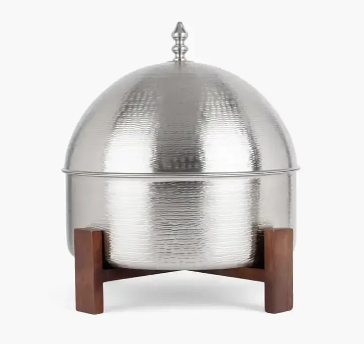 Home Dinnerware Customized Size Cooking Pot Silver Color Caserole With Stand Dish Casserole Cookwar Handmade Design