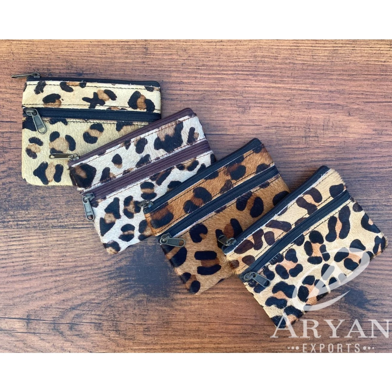 2024 новинка Лидер продаж двойная молния волосы с животным принтом натуральная кожа сумка для монет Западная воловья мини-кошелек женщин