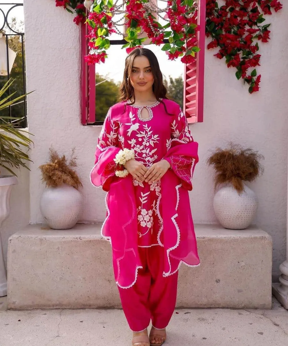 Designer Islamic Clothing Women Abaya with Dhoti in Formal Saudi Arabian Style with Hijab and Beaded Kaftan