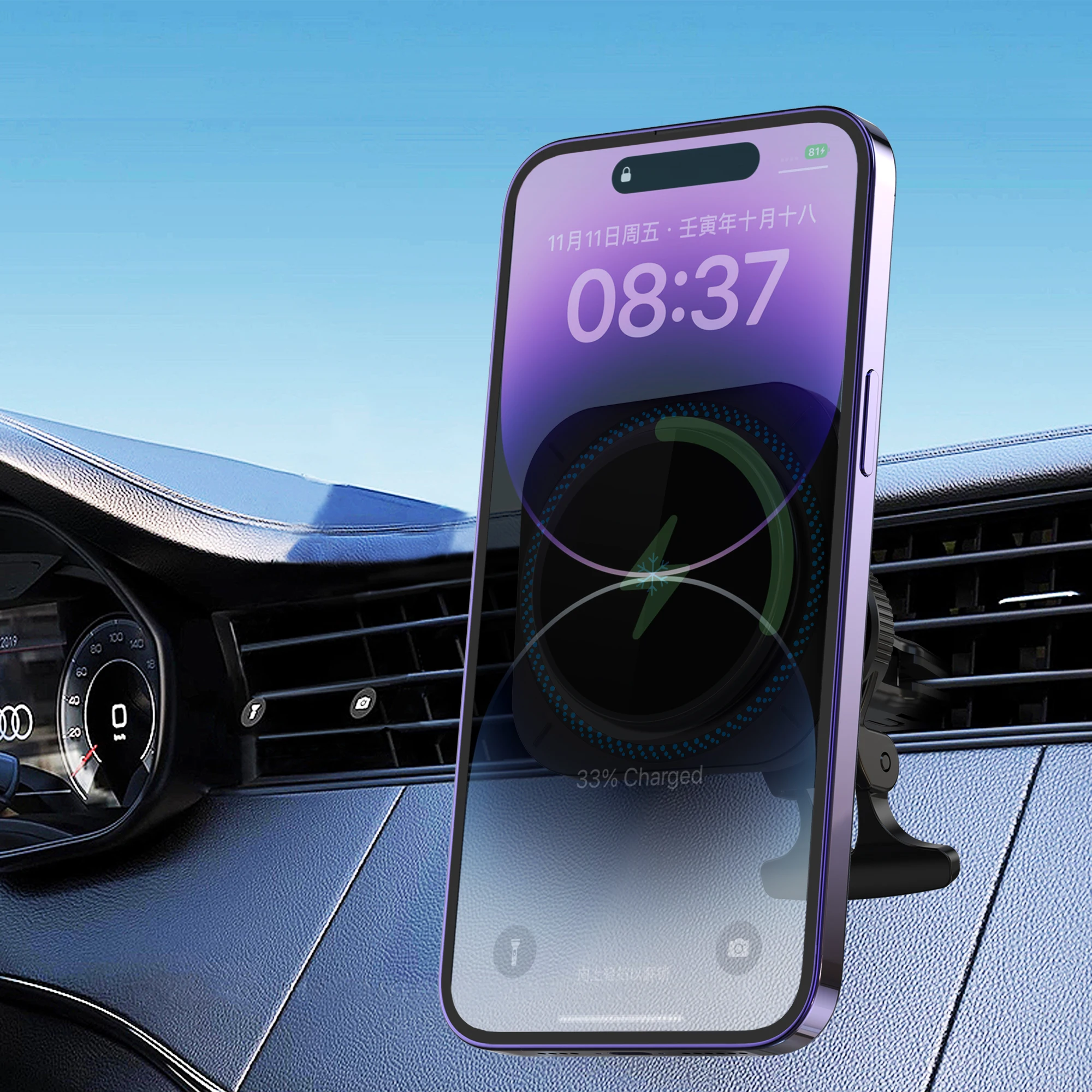 Iphone Magsafe Radiator Fast 15W Qi2 Magnetic Wireless Car Charger for Iphone